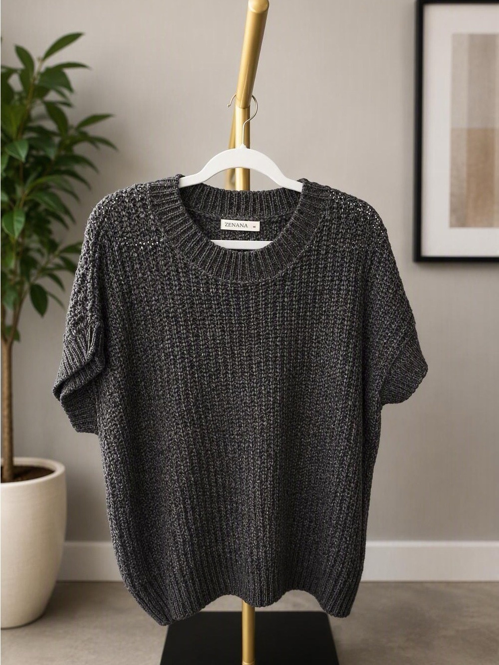 Zenana Outfitters Black Crewneck Knit Sweater